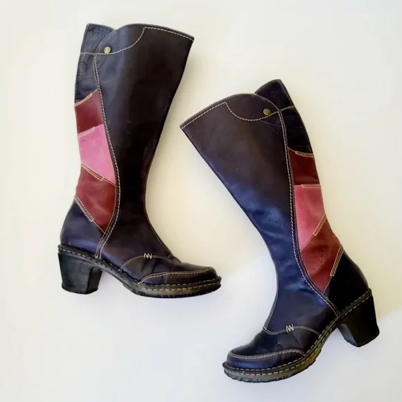 Josef Seibel Spirit of Nature Knee High Multicolour Leather Patchwork Boots